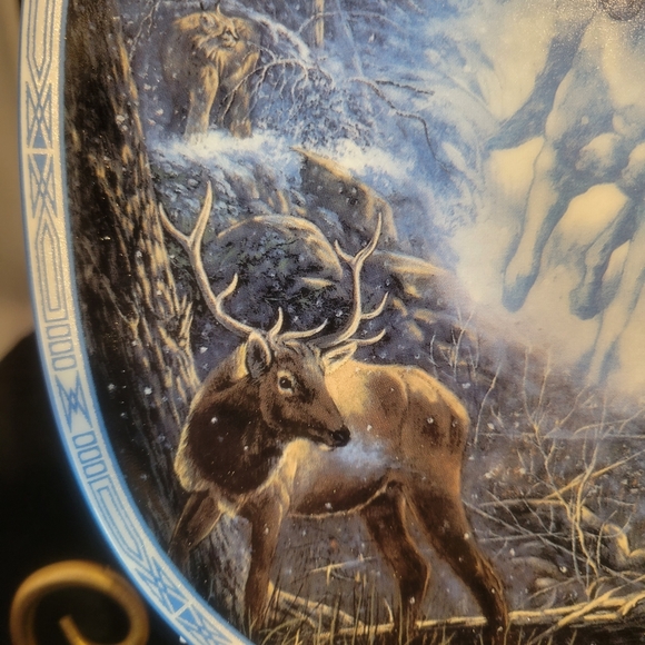 VTG Bradford Exchange 1993 "Snow Rider" limited ed. Collection plate w/certific. - Picture 3 of 13